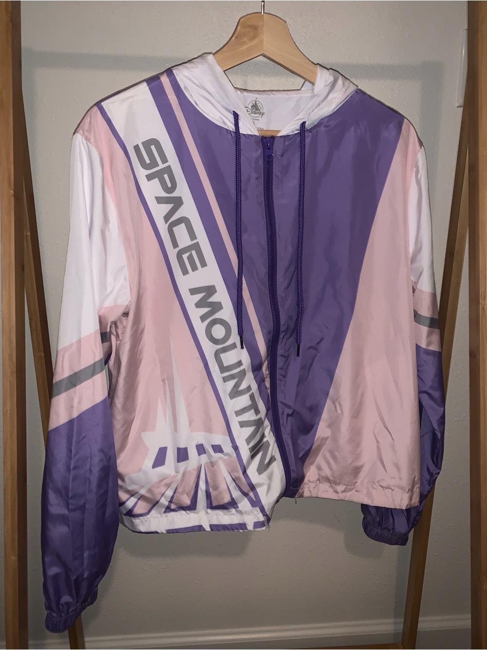 Disney Space Mountain Lightweight Hooded Windbreaker Jacket Lavender/Pink NWOT S